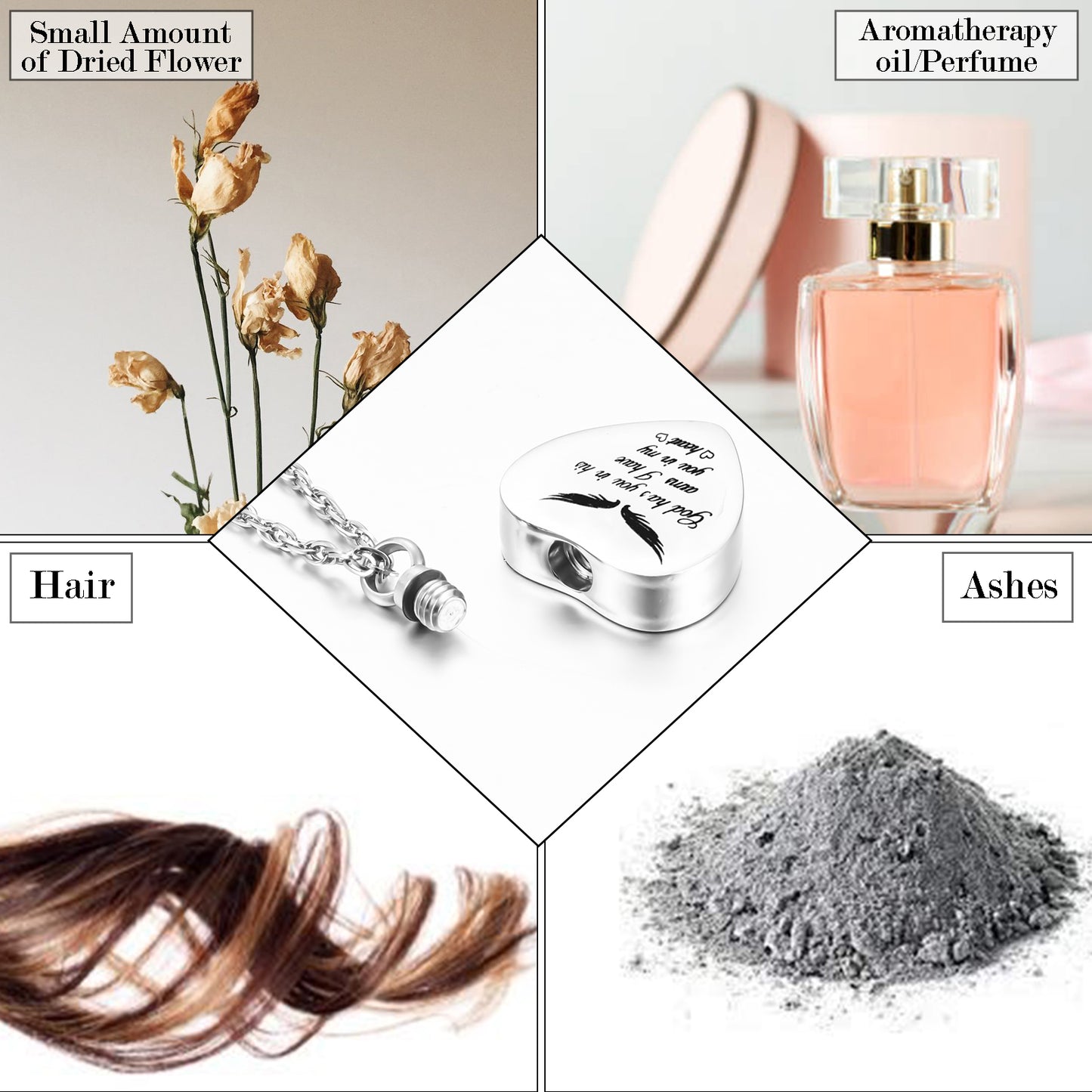 Memorial Necklace: Engraved Heart with Wing & Birthstone