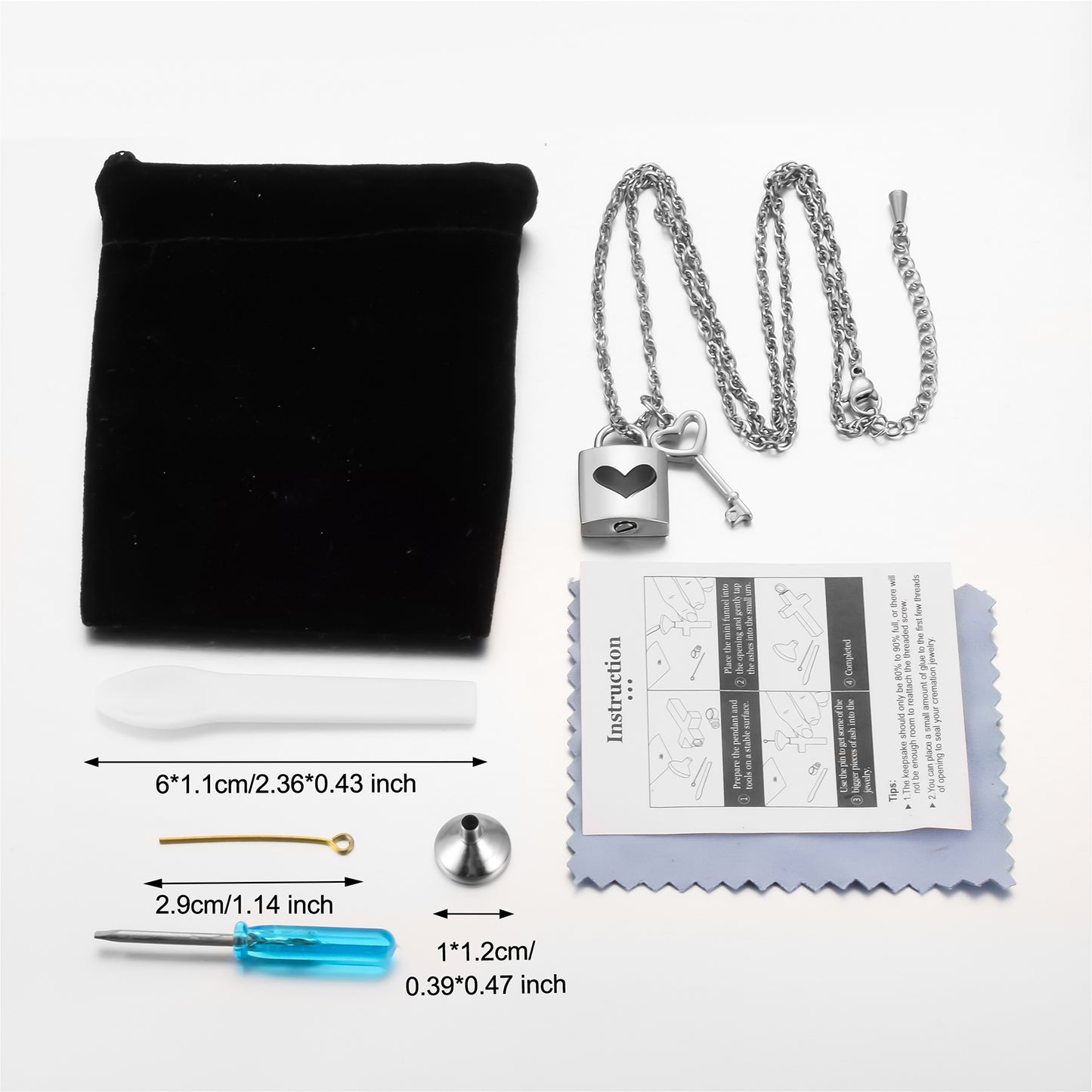 Lock & Key Urn Pendant with Heart