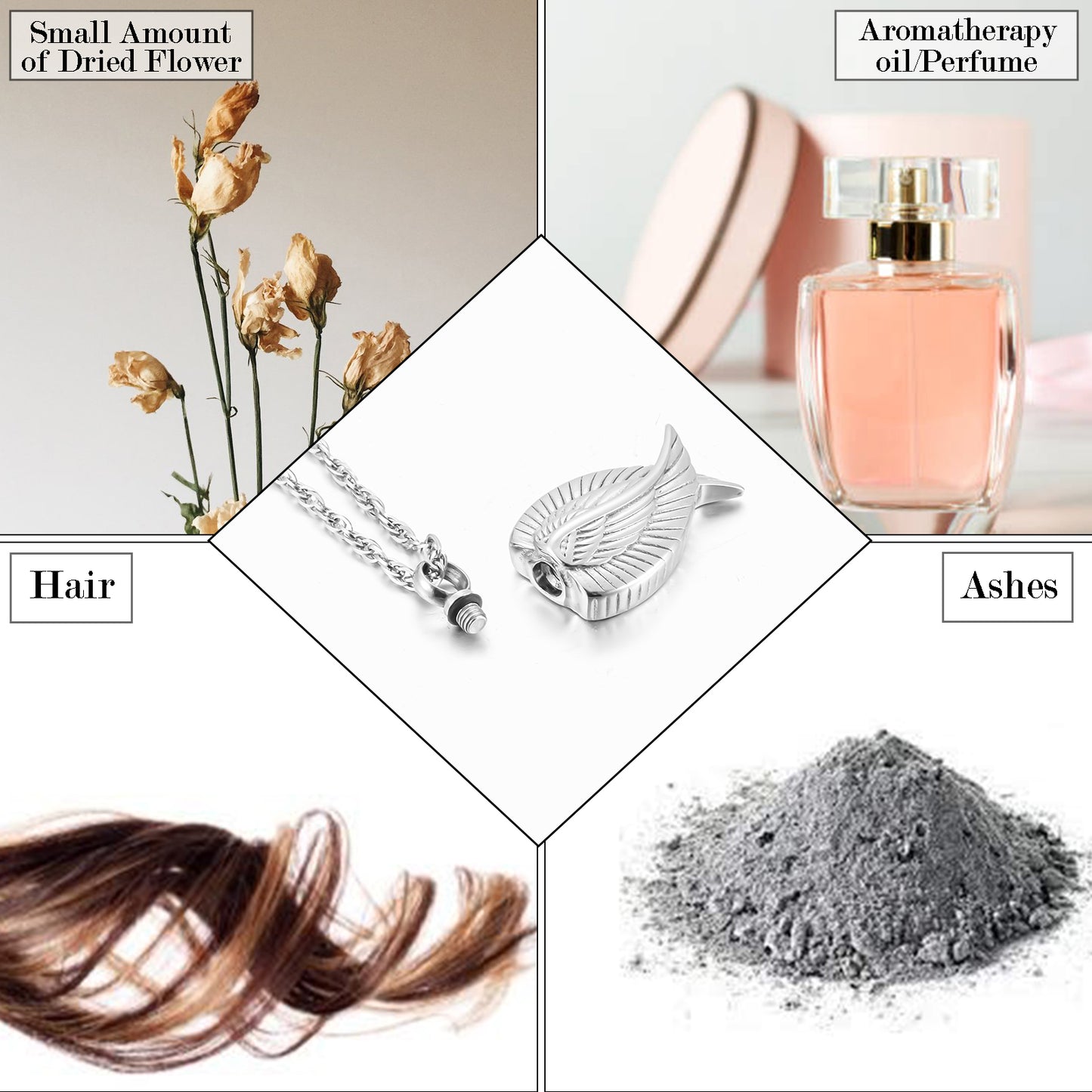 Multi Toned Winged Angel Pendant Necklace