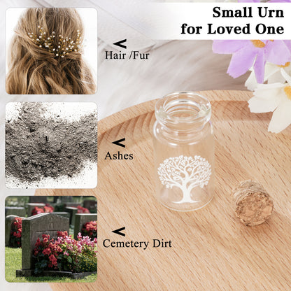Wooden Box with Small Glass Urn for Ashes