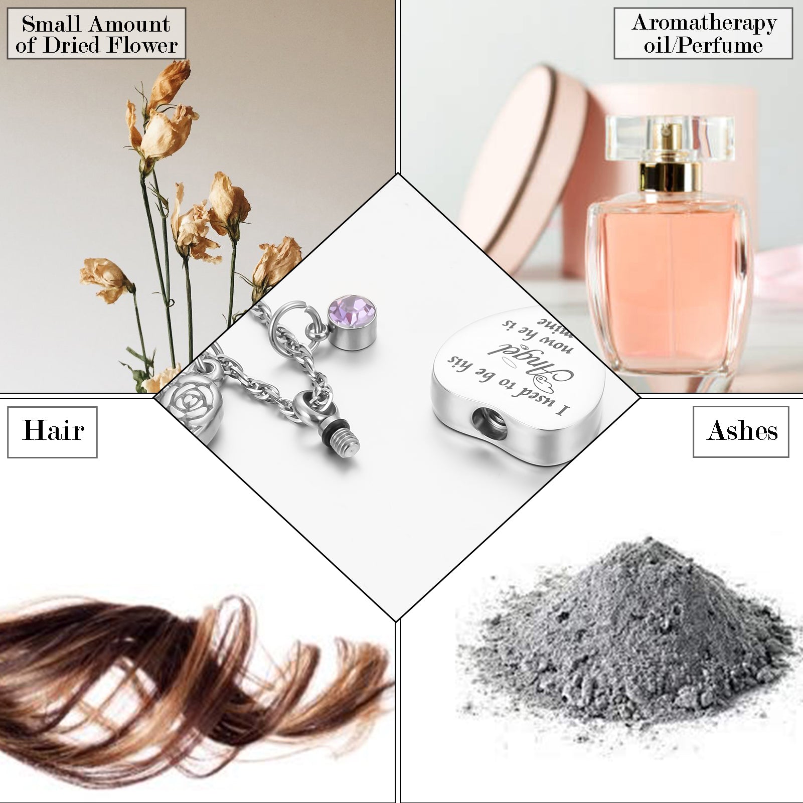 Memorial Necklace with Wings and Birthstone ‘I used to be her Angel…’ Engraving