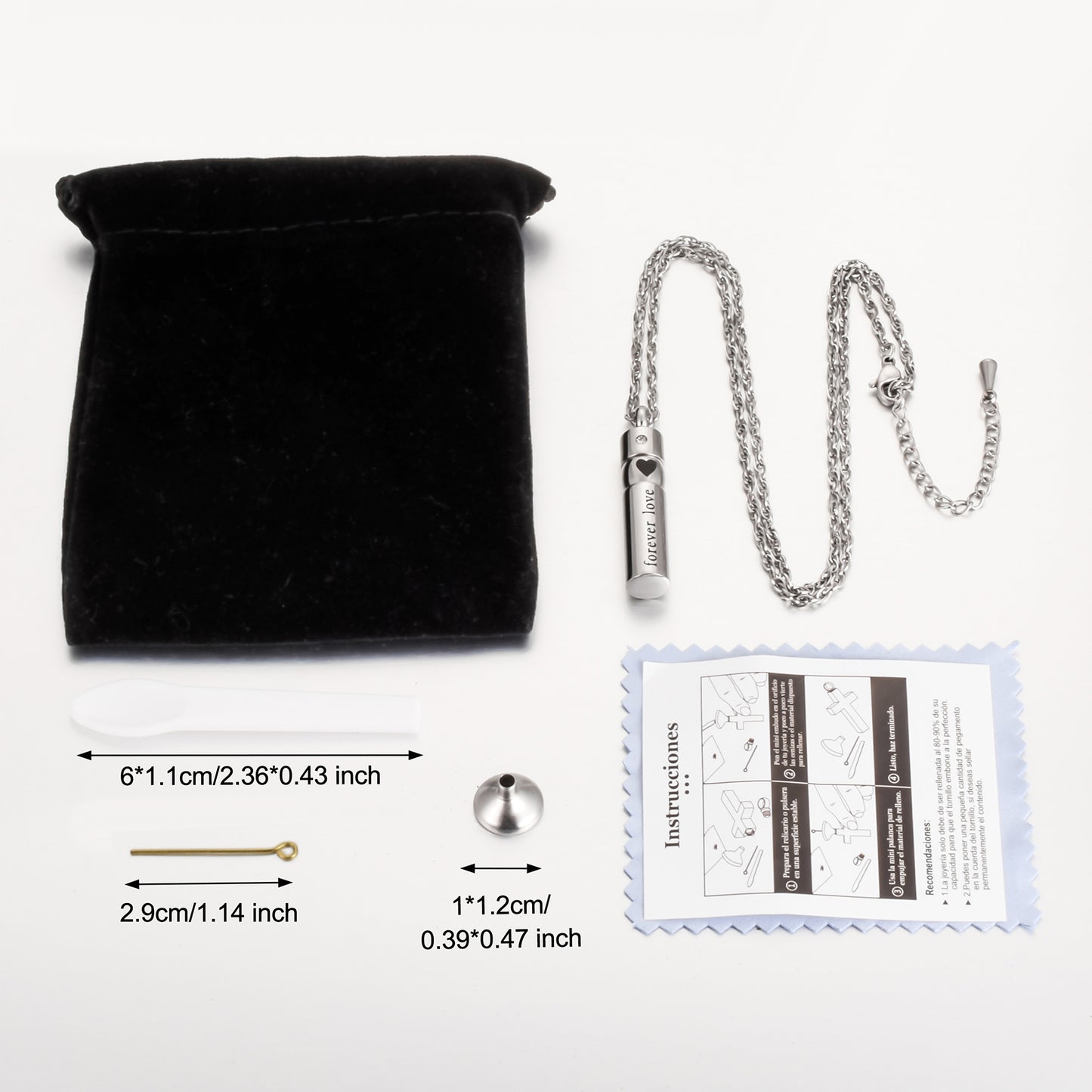 Cylinder Heart Cremation Necklace Jewelry