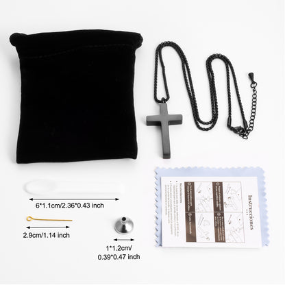 Cross - Shaped Memorial Urn Pendants: Black and Gold Keepsake Necklaces