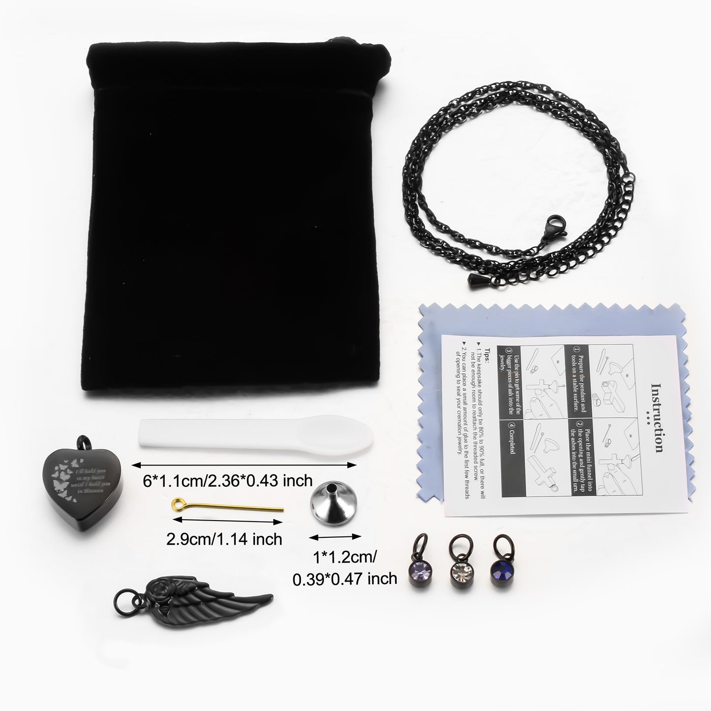 Dark Romantic Heart Memorial Necklace