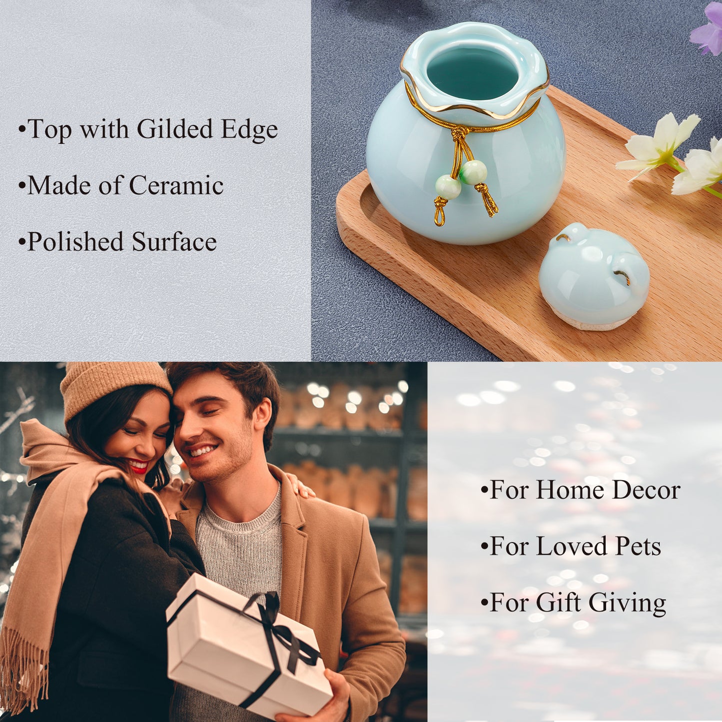 Ceramic Pet Memorial Urn for Cat or Dog