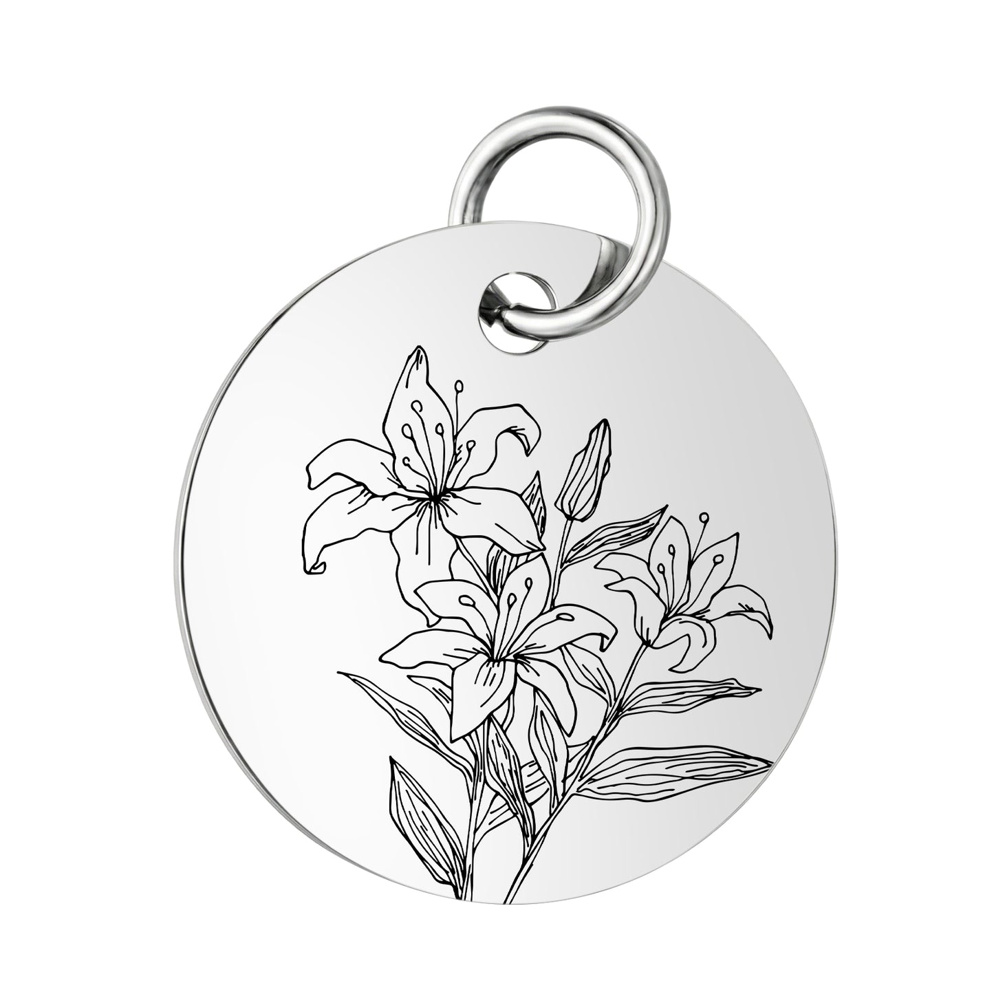 PJ Birth Flower -Silver Round