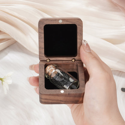 Wooden Box with Small Glass Urn for Ashes