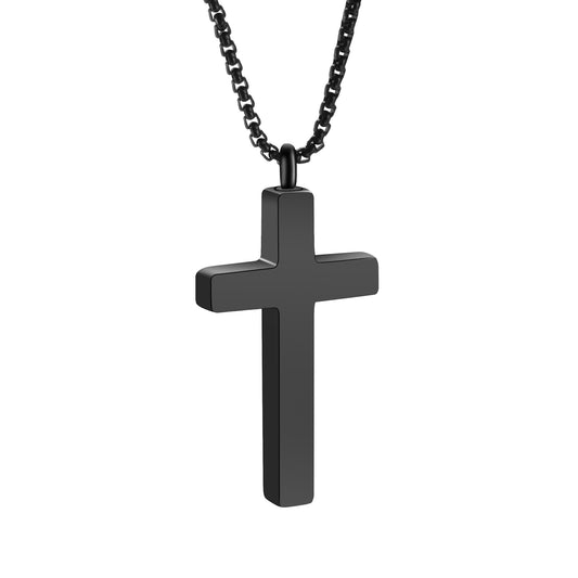 Cross - Shaped Memorial Urn Pendants: Black and Gold Keepsake Necklaces