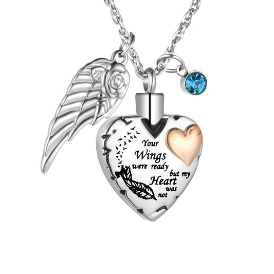 Your Wings Were Ready But My Heart Was Not’ Memorial Pendant for Loved Ones