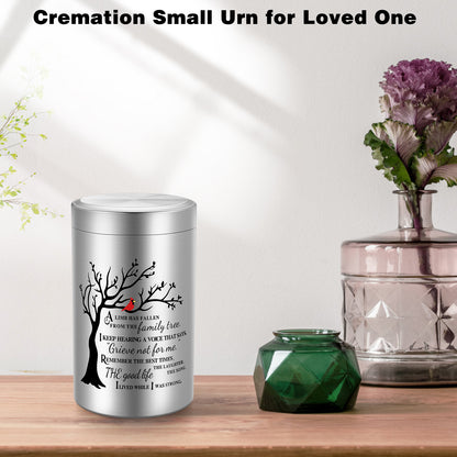 Small Aluminum Keepsake Urn for Human Ashes -Tree of Life
