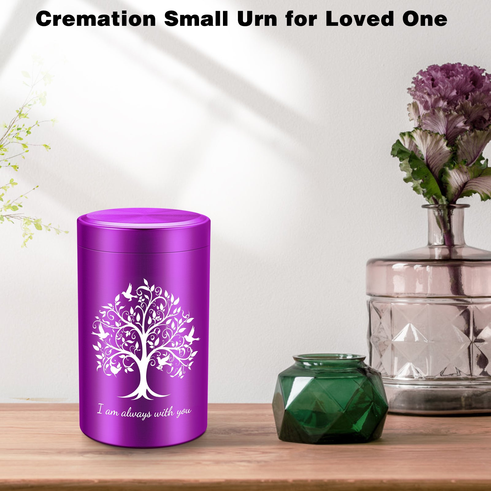 Small Aluminum Keepsake Urn for Human Ashes -Tree of Life