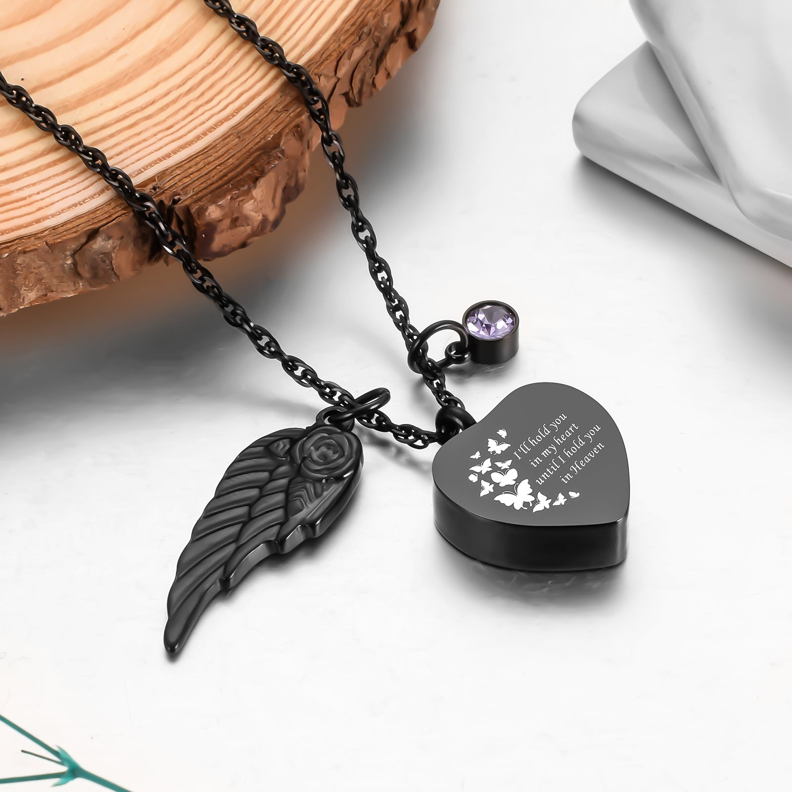Dark Romantic Heart Memorial Necklace
