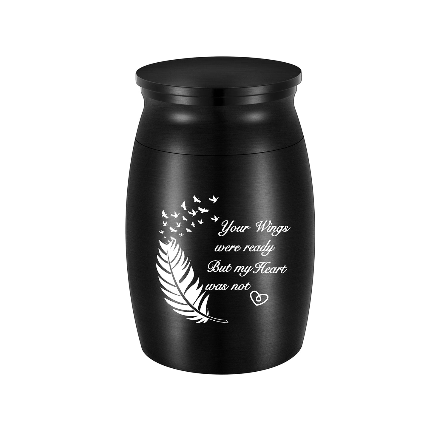Heartfelt Memorial Urns: Engraved Feather, Birds & 'Your Wings were ready