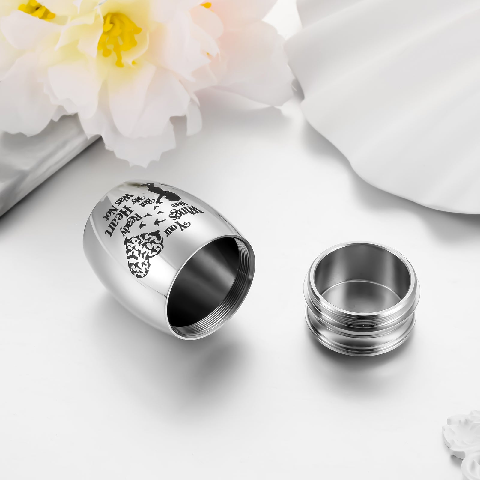 Sentimental Memorial Urn: Girl & Bird-Heart Design