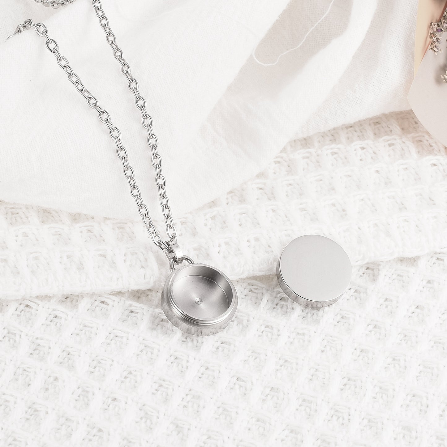 Circle Cremation Necklace Ashes Locket