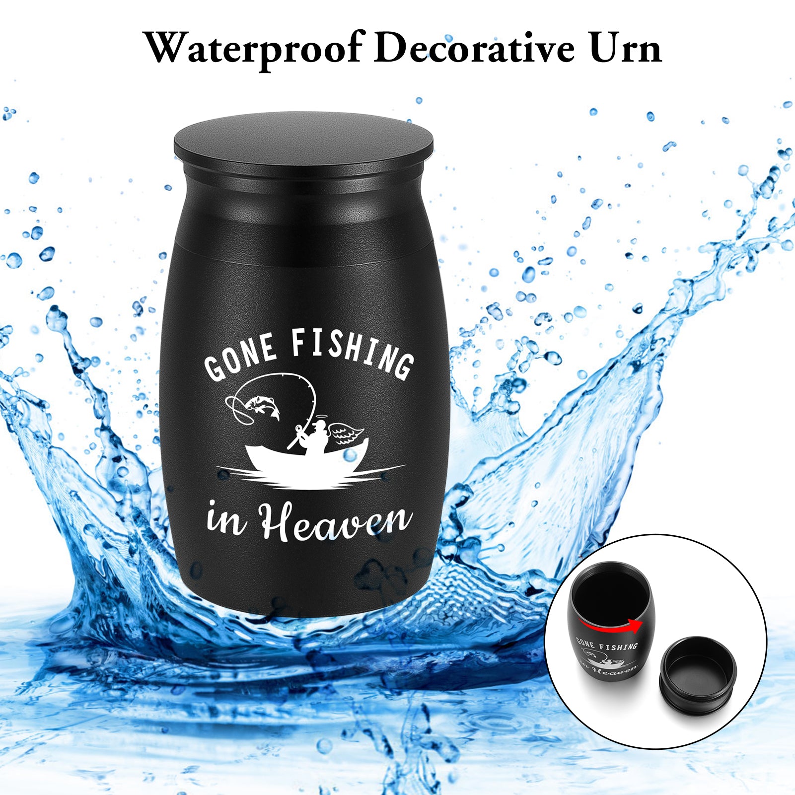 2.76 Inches Black Aluminium Urn for Ashes Keepsake
