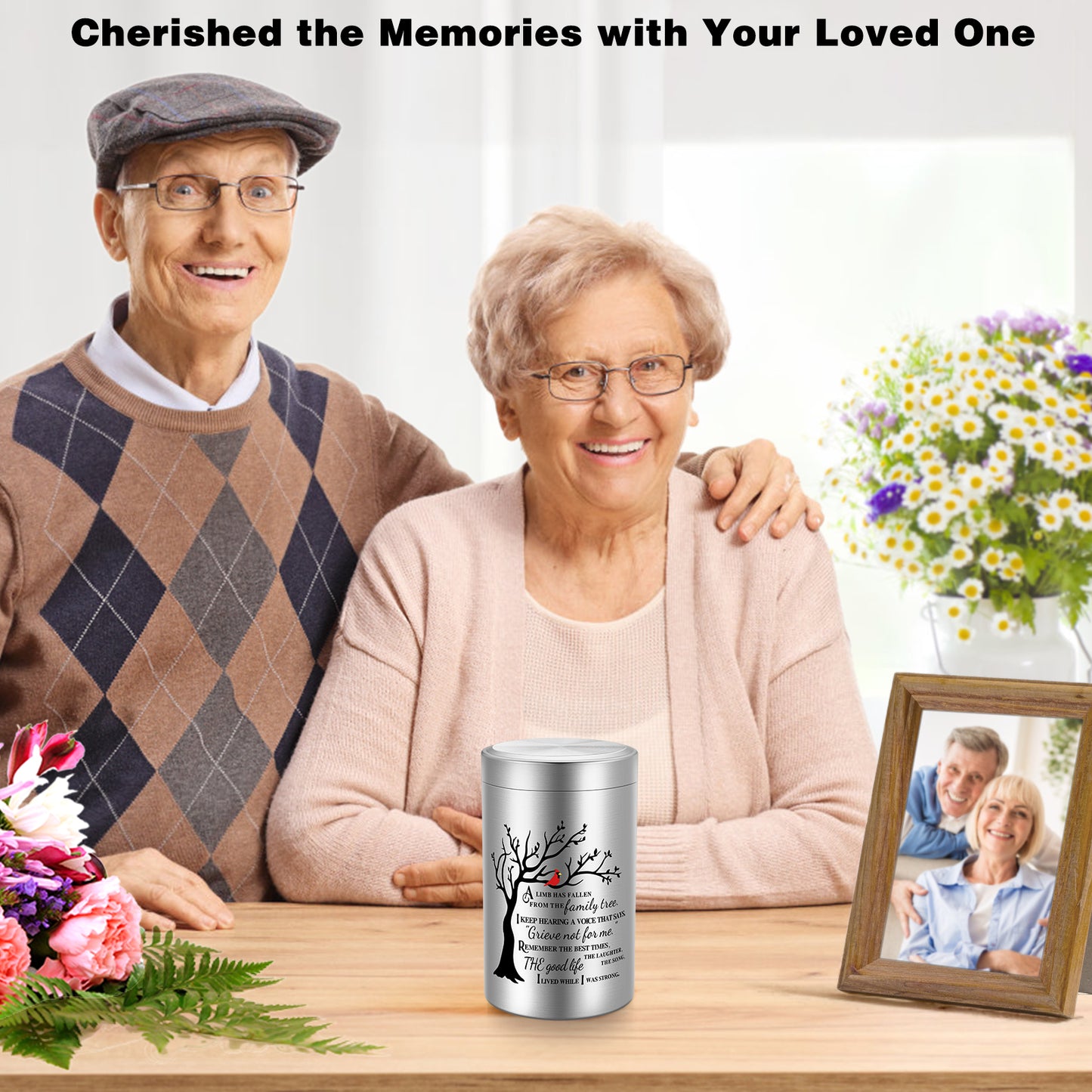 Small Aluminum Keepsake Urn for Human Ashes -Tree of Life