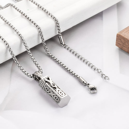 Cylindrical Memorial Necklace with Christian Ichthys