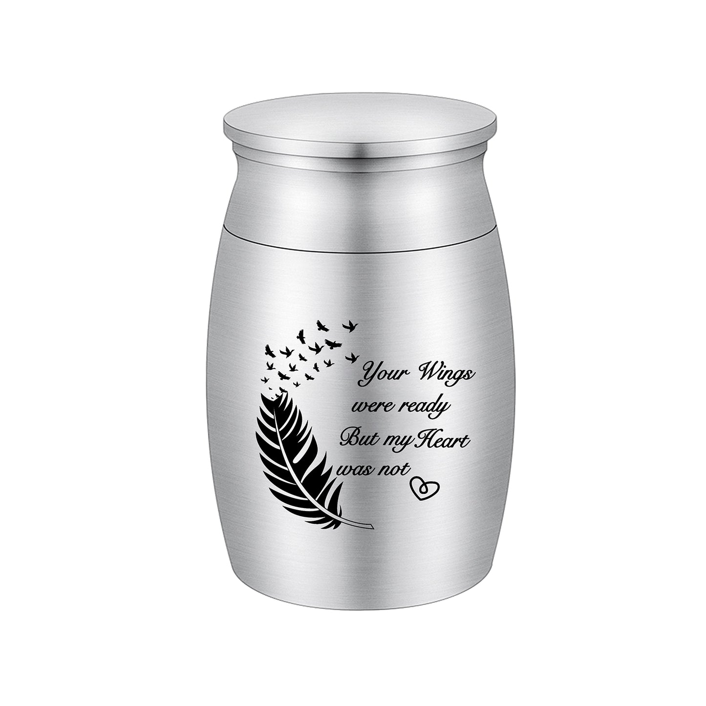 Heartfelt Memorial Urns: Engraved Feather, Birds & 'Your Wings were ready