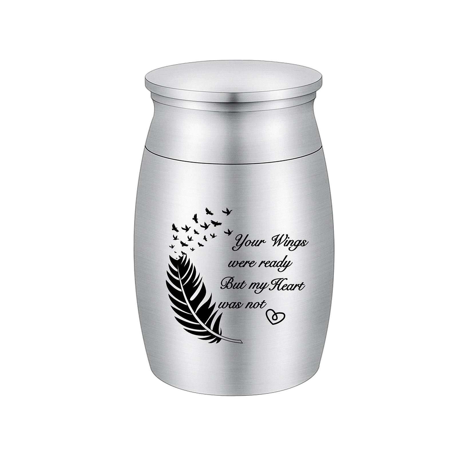 Heartfelt Memorial Urns: Engraved Feather, Birds & 'Your Wings were ready