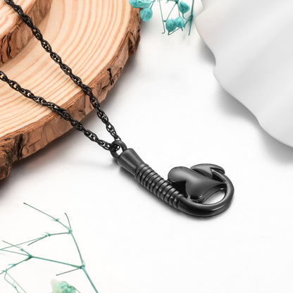 Fish Hook and Heart Cremation Necklace