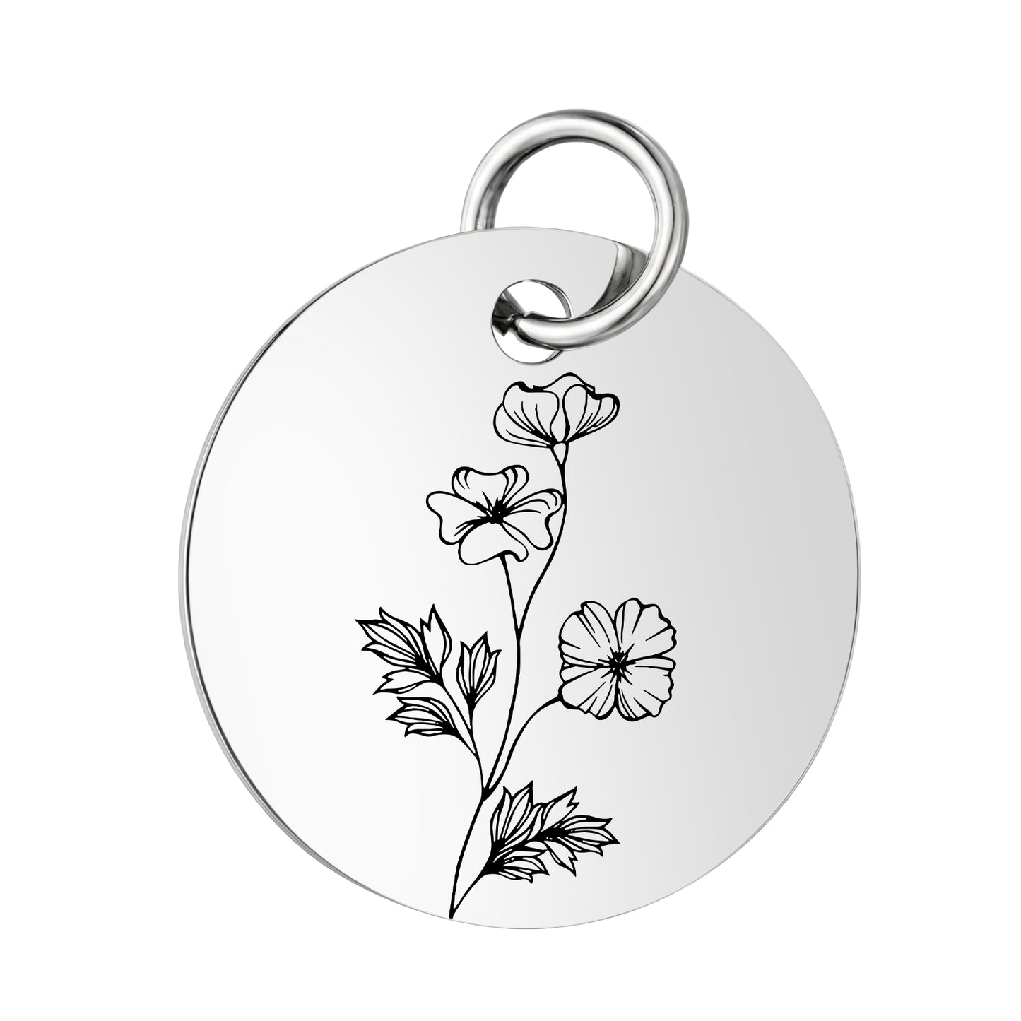 PJ Birth Flower -Silver Round