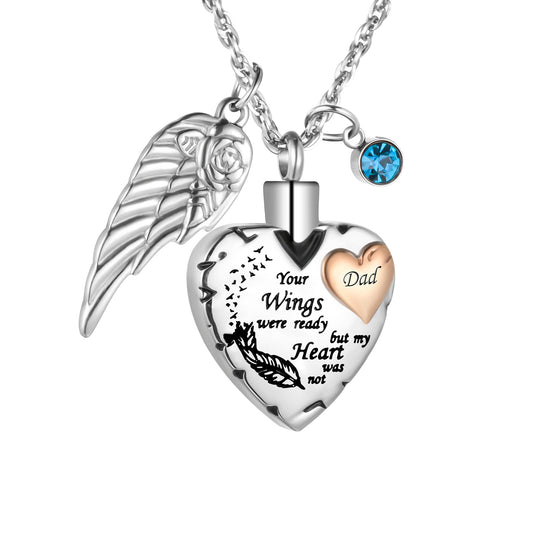 Your Wings Were Ready But My Heart Was Not’ Memorial Pendant for Loved Ones