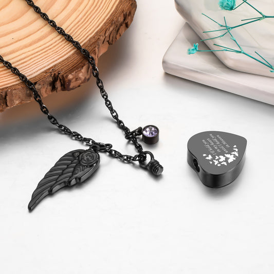 Dark Romantic Heart Memorial Necklace