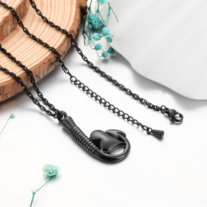 Fish Hook and Heart Cremation Necklace