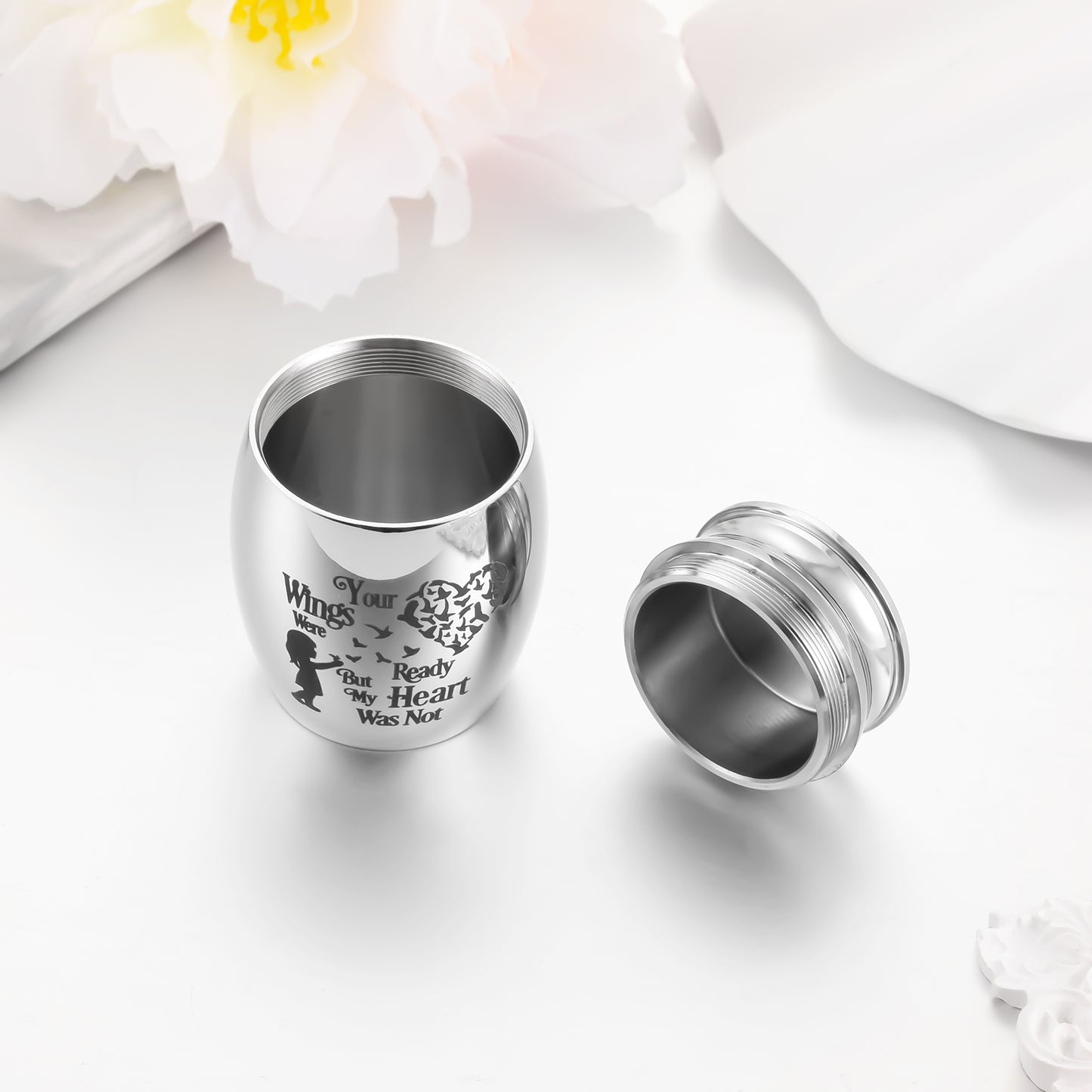 Sentimental Memorial Urn: Girl & Bird-Heart Design