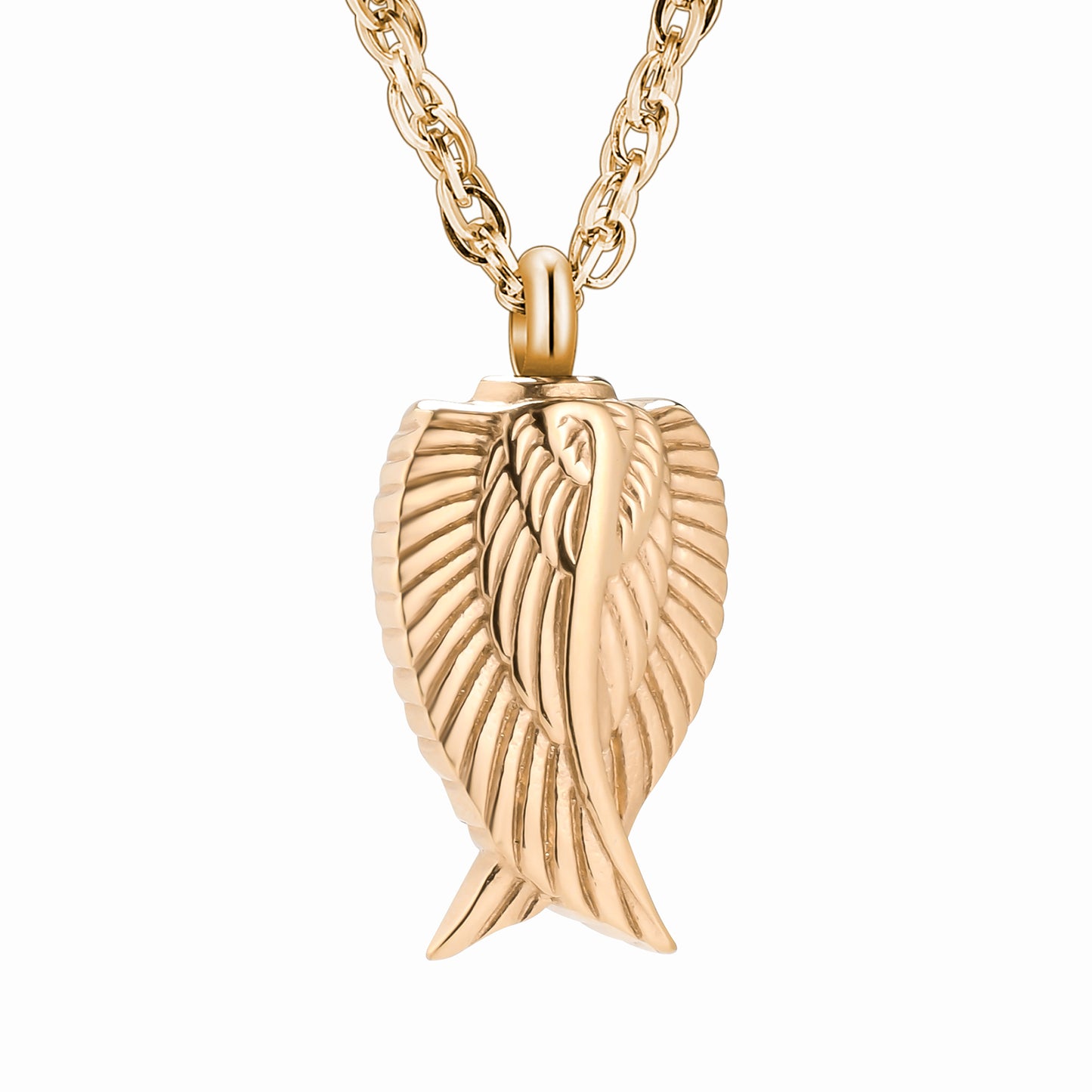 Multi Toned Winged Angel Pendant Necklace