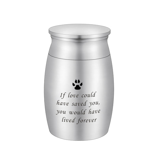 Aluminum Pet Memorial Urns with 'If Love Could Have Saved You' Engraving