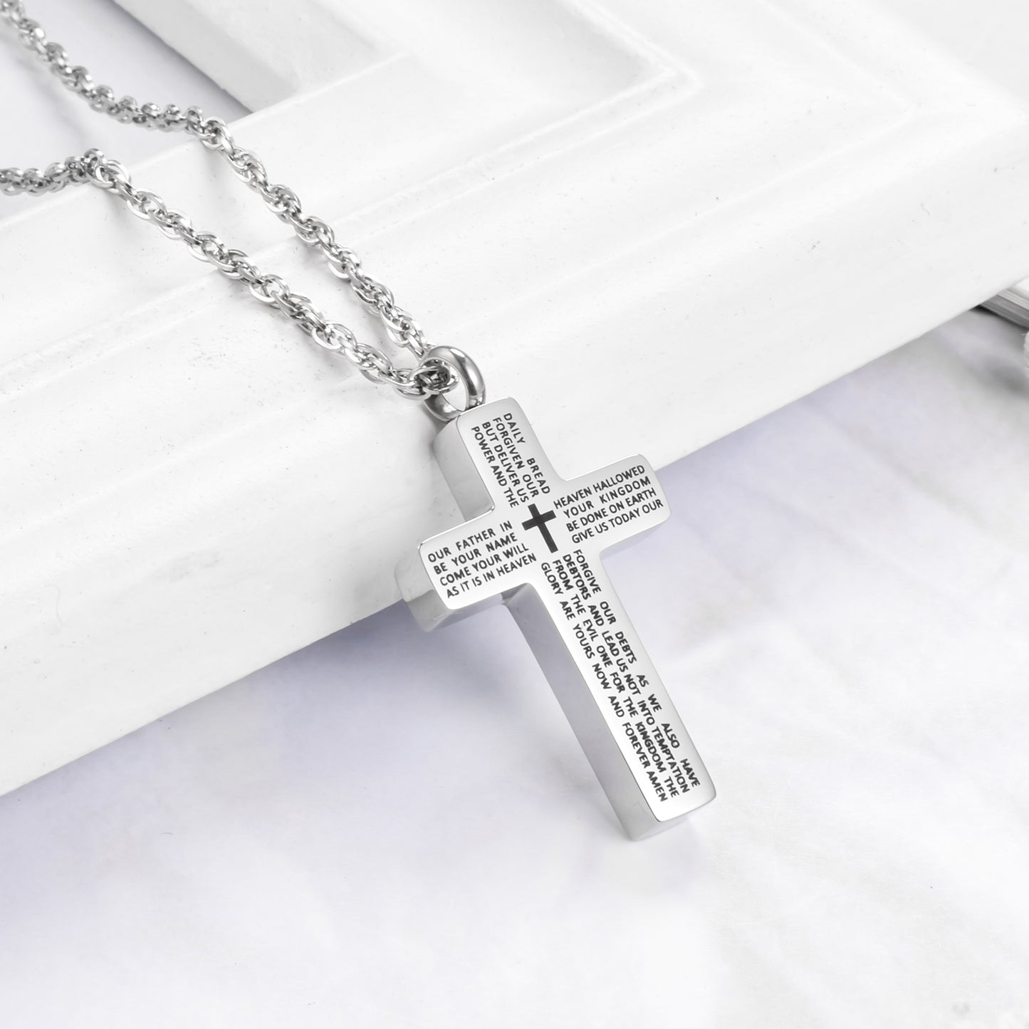 Cross Urn Necklace with Bible