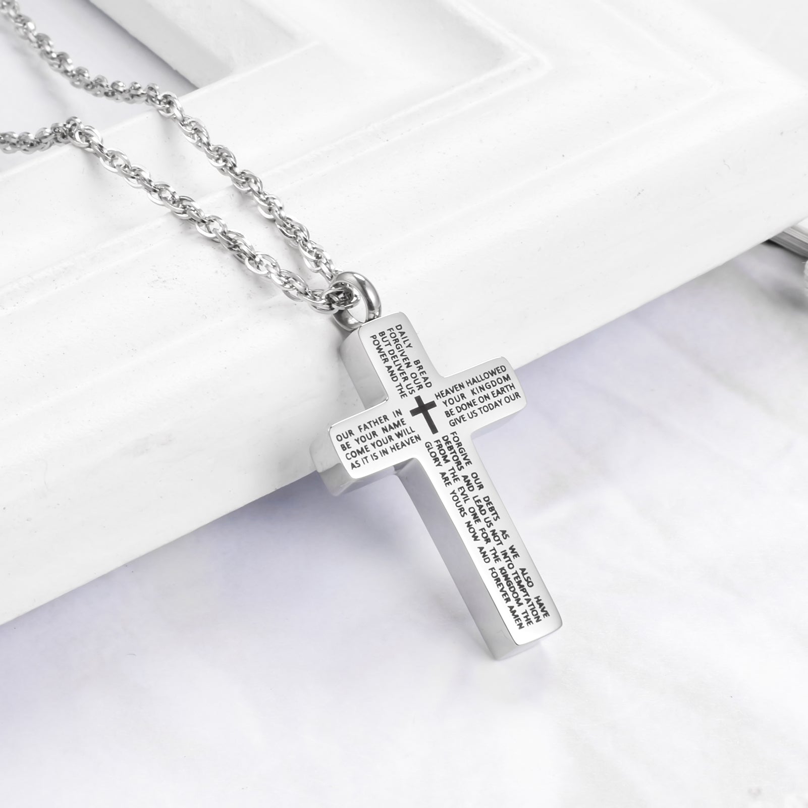 Cross Urn Necklace with Bible