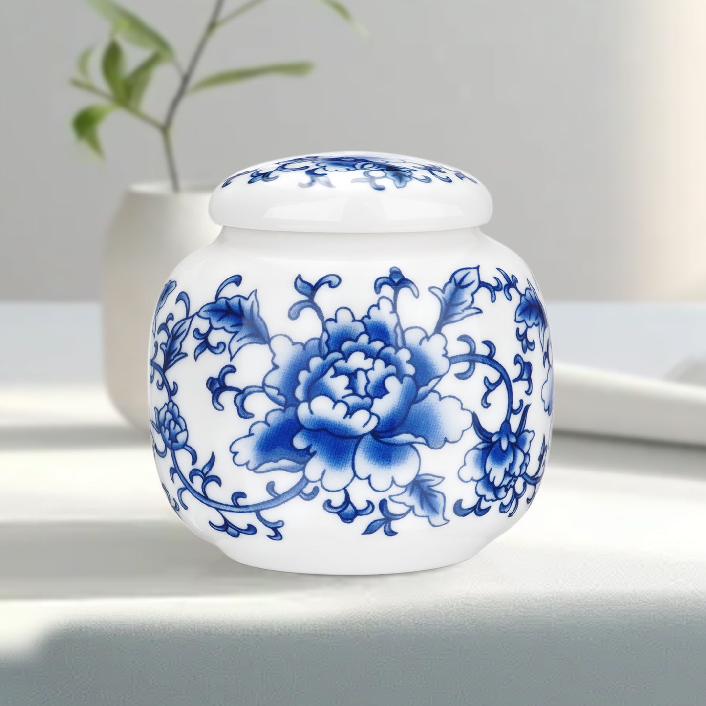 Ceramic Mini Urns Blue and White Porcelain Cremation Keepsake Urn