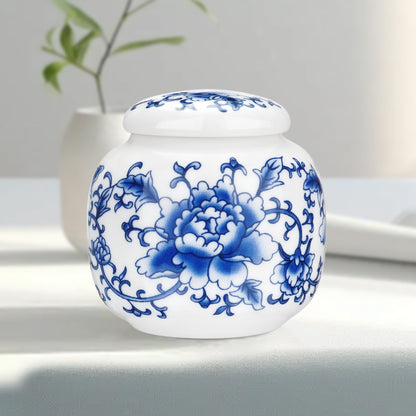 Ceramic Mini Urns Blue and White Porcelain Cremation Keepsake Urn