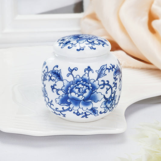 Ceramic Mini Urns Blue and White Porcelain Cremation Keepsake Urn