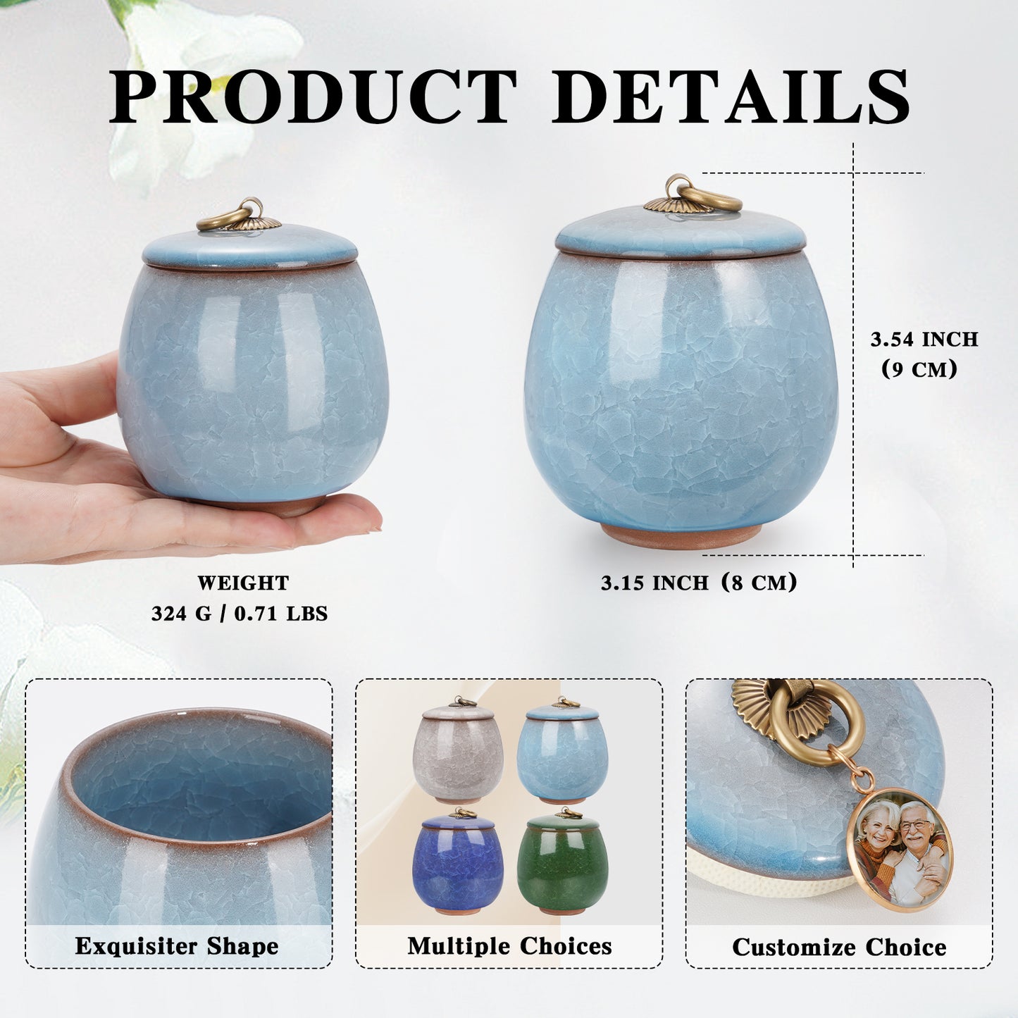 Ceramic Small Keepsake Urn for Human Ashes