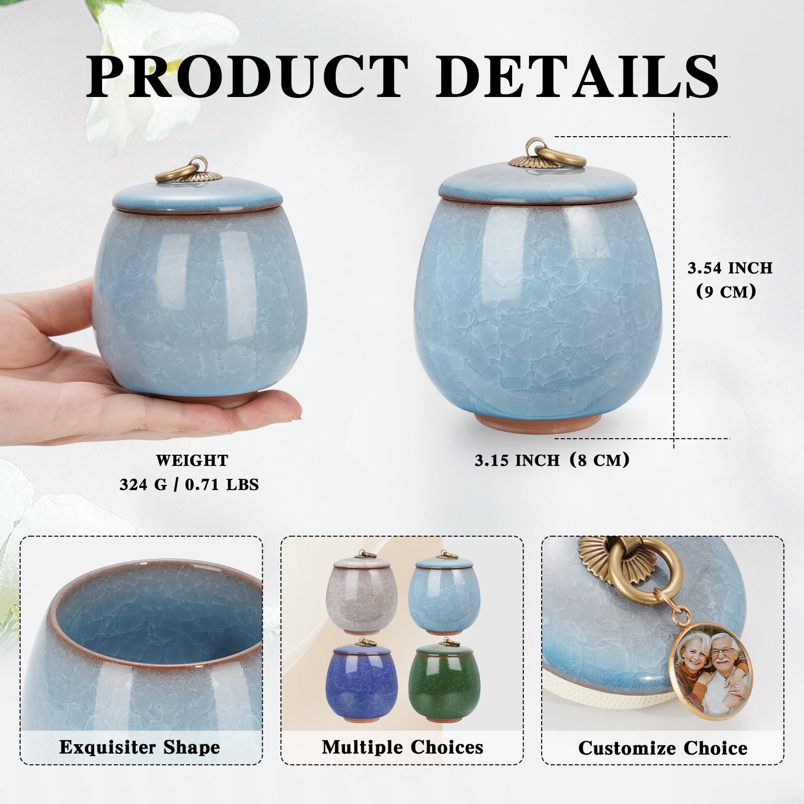 Ceramic Small Keepsake Urn for Human Ashes