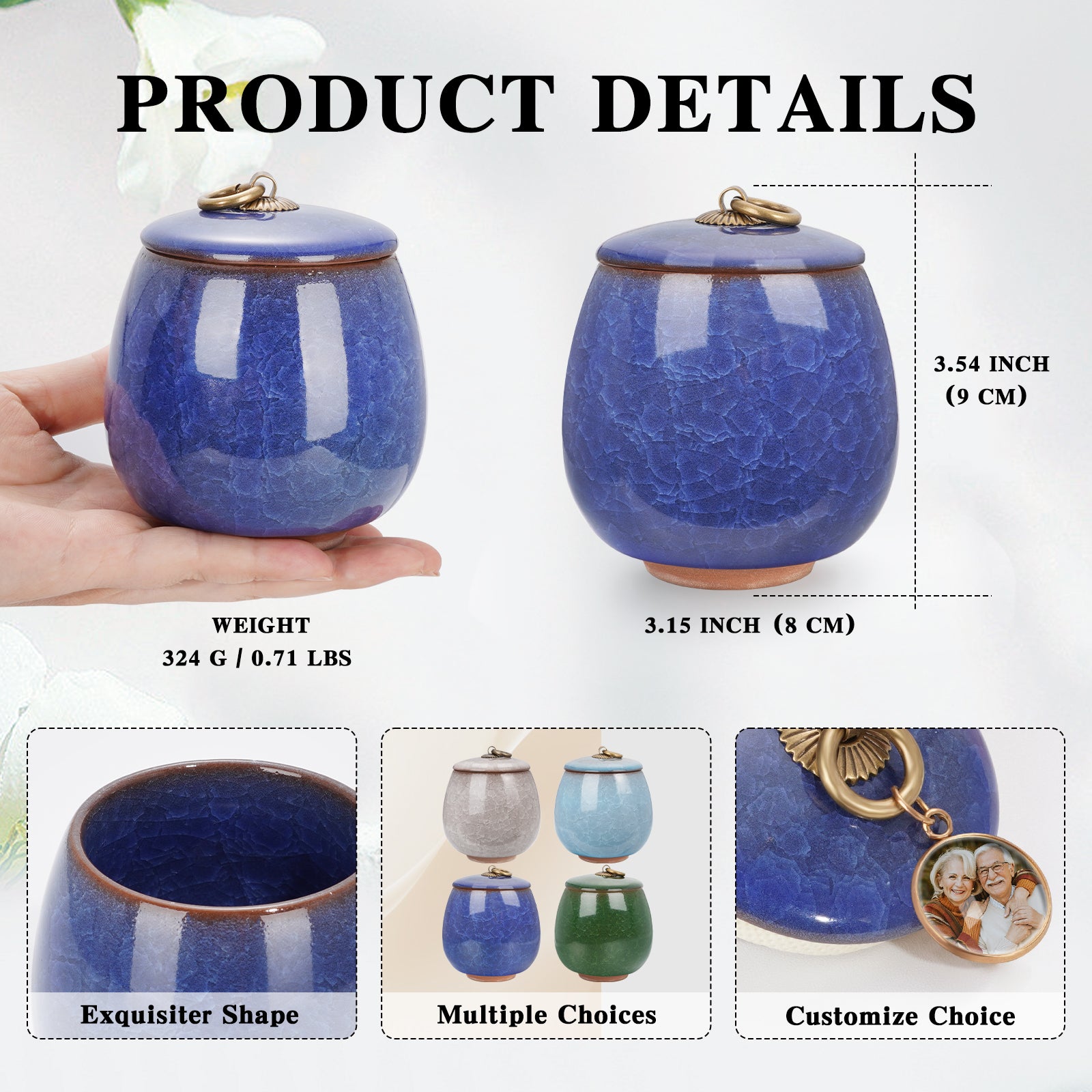 Ceramic Small Keepsake Urn for Human Ashes