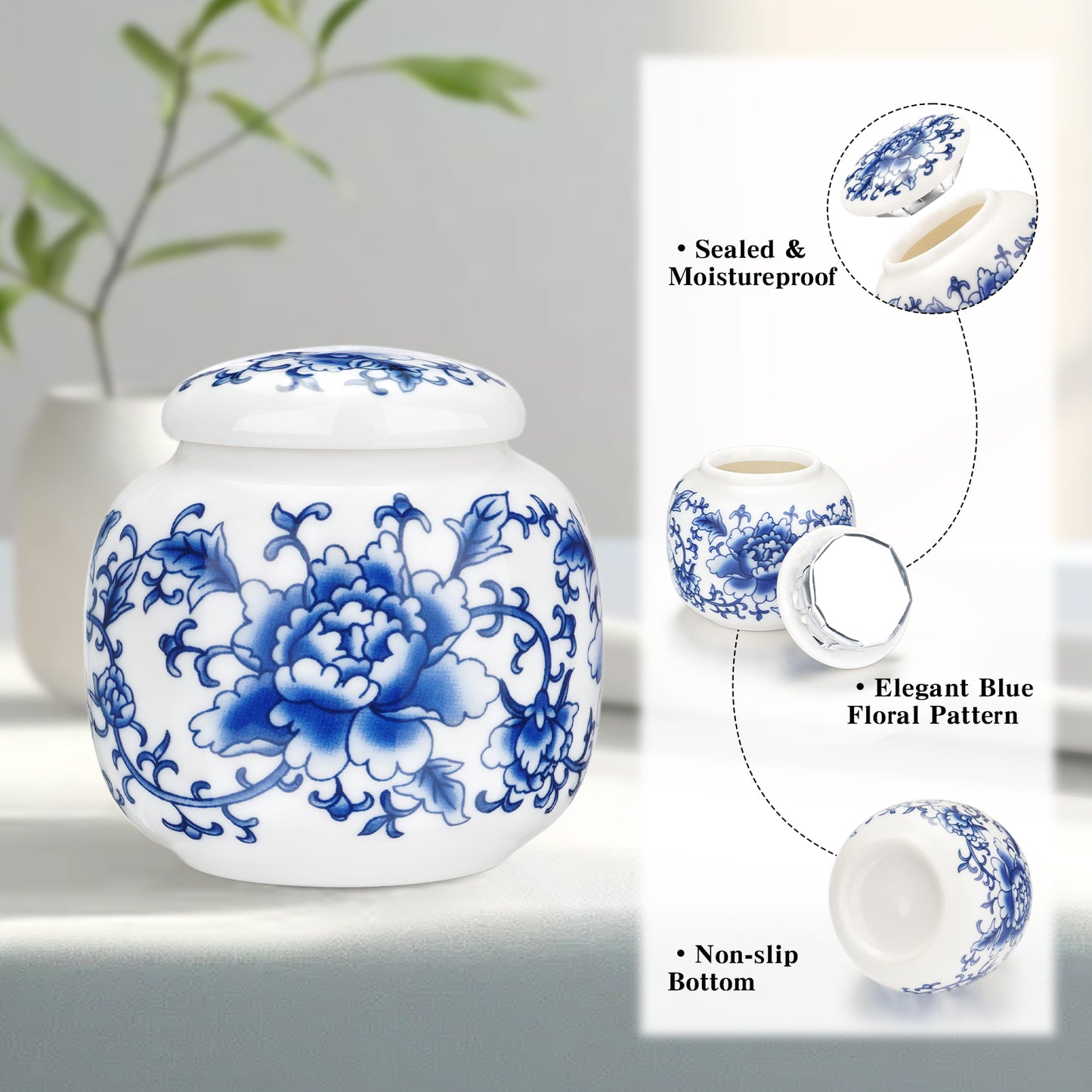 Ceramic Mini Urns Blue and White Porcelain Cremation Keepsake Urn