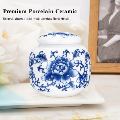 Ceramic Mini Urns Blue and White Porcelain Cremation Keepsake Urn