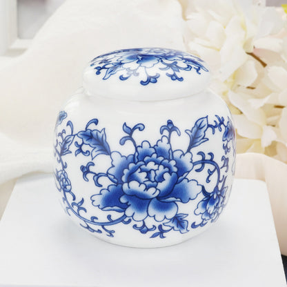 Ceramic Mini Urns Blue and White Porcelain Cremation Keepsake Urn