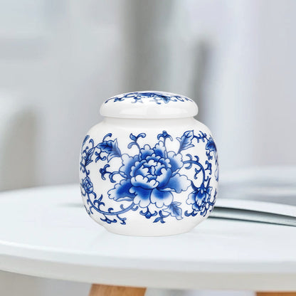 Ceramic Mini Urns Blue and White Porcelain Cremation Keepsake Urn