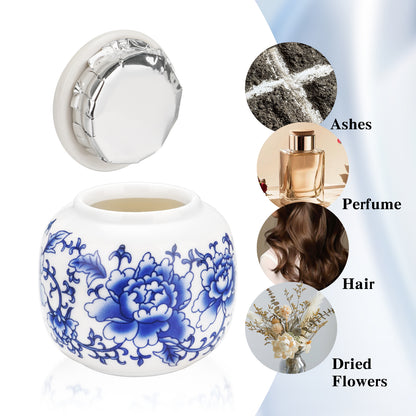 Ceramic Mini Urns Blue and White Porcelain Cremation Keepsake Urn