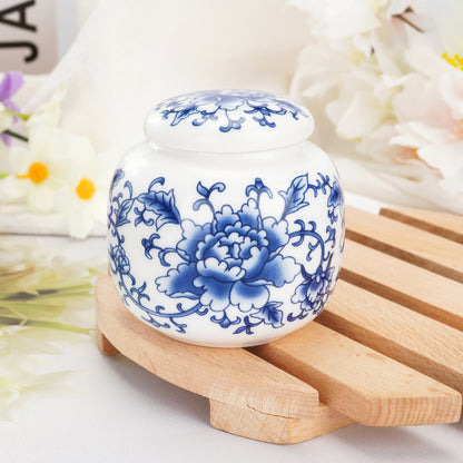 Ceramic Mini Urns Blue and White Porcelain Cremation Keepsake Urn