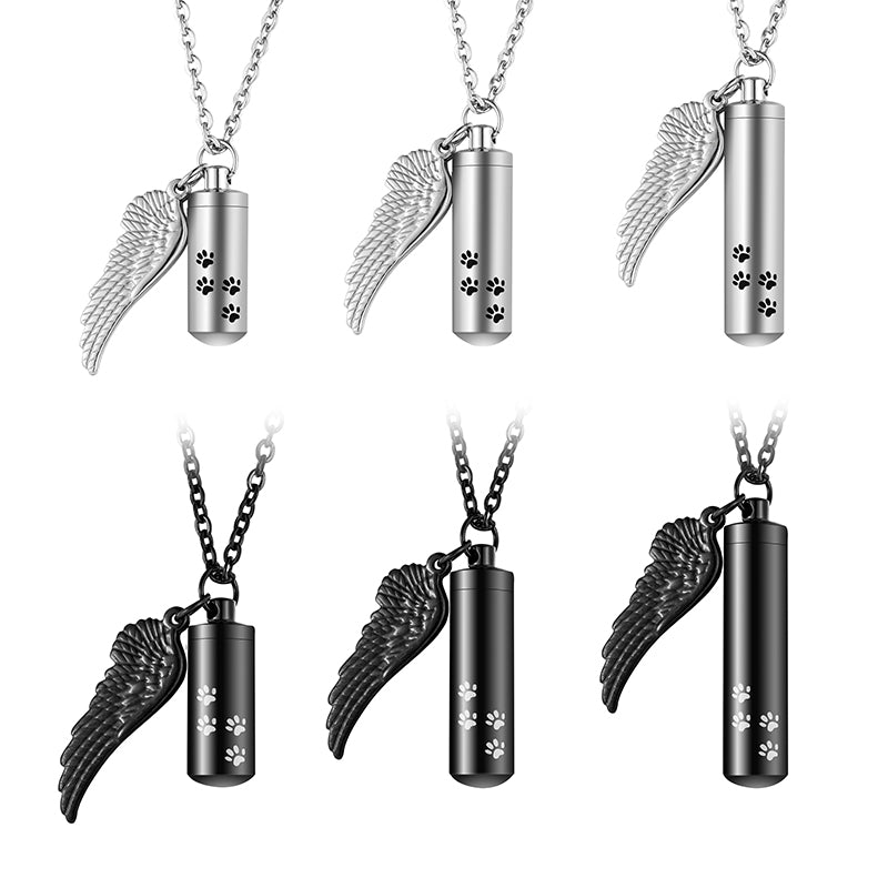 Pet Memorial Necklace: Multi - Size, Adjustable, with Wing & Paw Charms