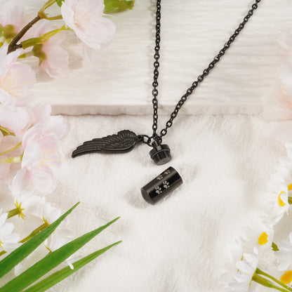 Pet Memorial Necklace: Multi - Size, Adjustable, with Wing & Paw Charms