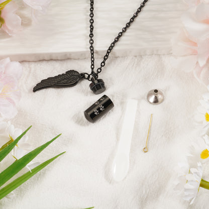 Pet Memorial Necklace: Multi - Size, Adjustable, with Wing & Paw Charms