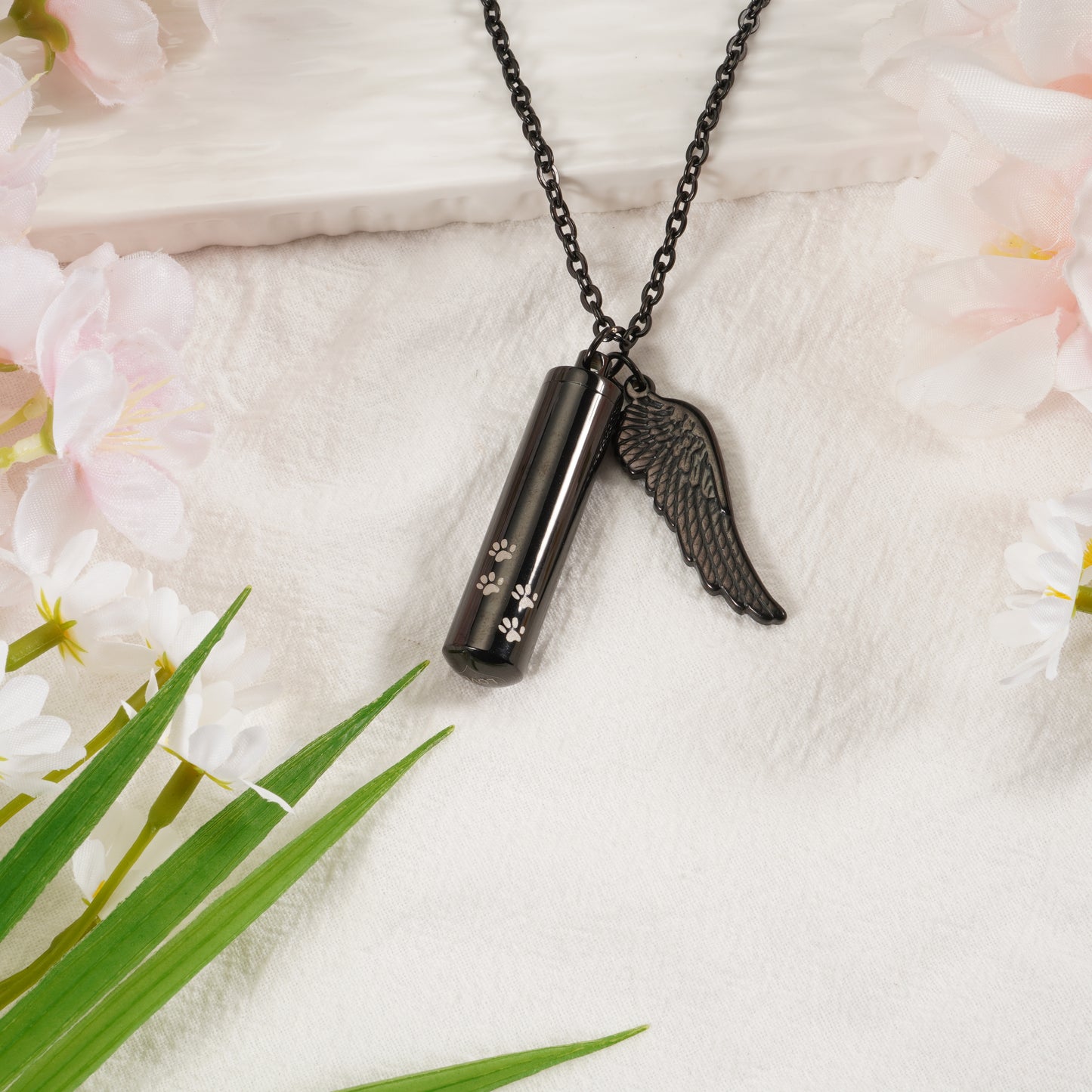 Pet Memorial Necklace: Multi - Size, Adjustable, with Wing & Paw Charms